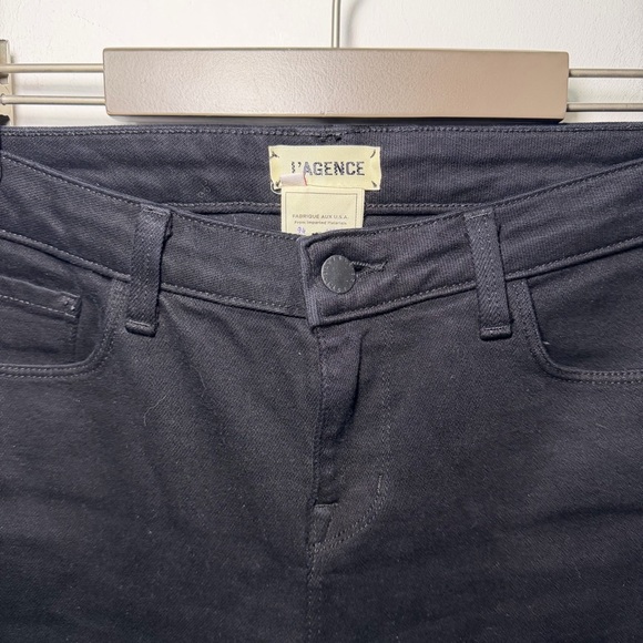 L’AGENCE women’s Black Bootcut Jeans Raw Hem Cropped Ankle Made in USA size 30 - Picture 5 of 12